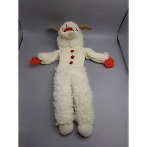 Vintage Lamb Chop Plush Toy Stuffed Animal Knitted Sweater Red Mittens
